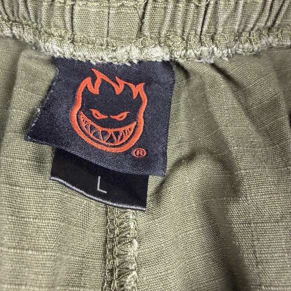 Spitfire Bighead Pants Beige Ripstop Cargo Belted Y2K Skater Mens Size L Green - Picture 6 of 7